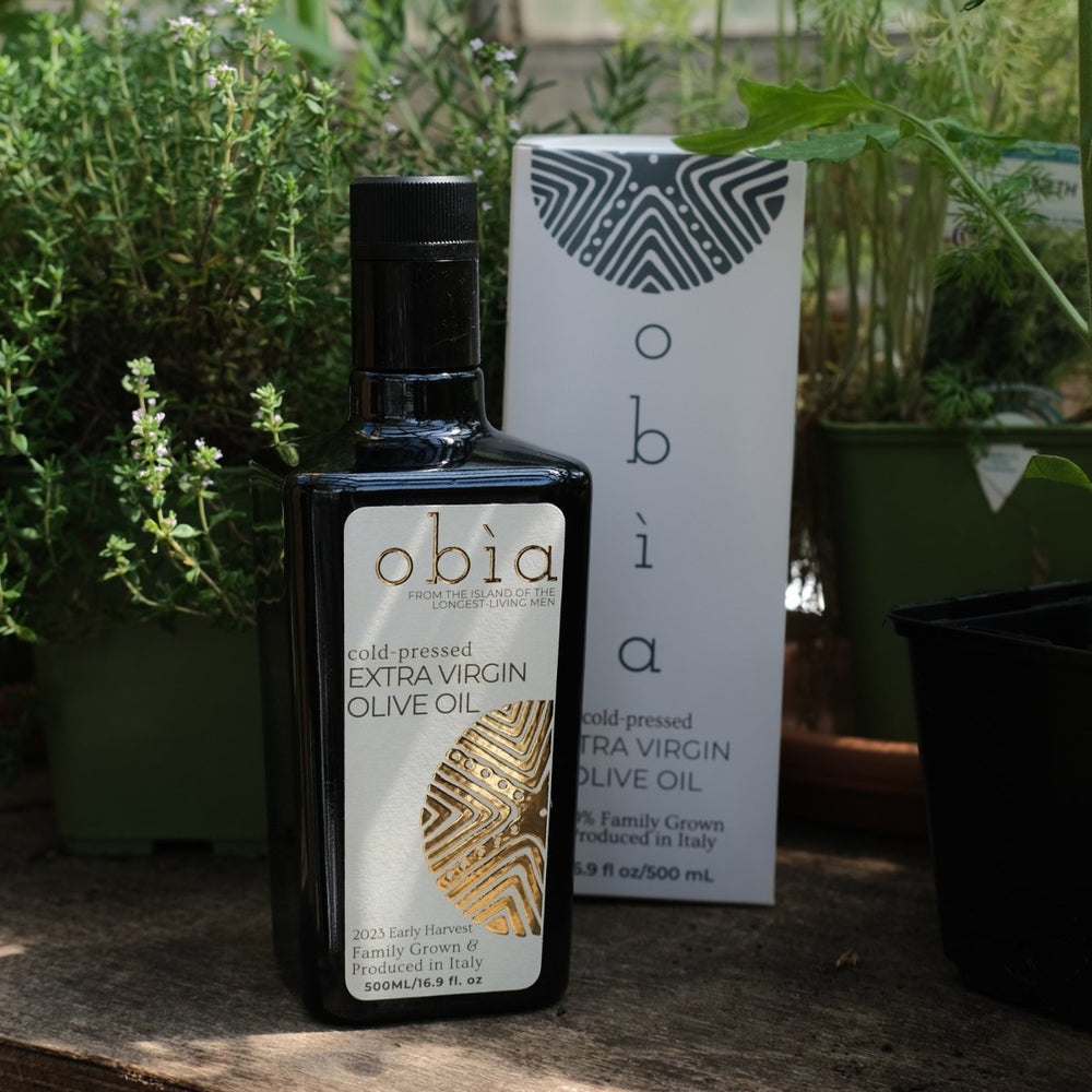 product photo of obia extra virgin olive oil in glass bottle 16.9 fl oz